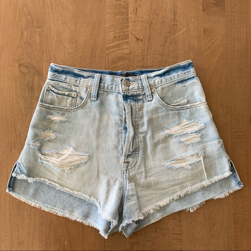 High Waisted Denim Button-up Cutoffs
